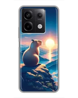 Чохол для Xiaomi Redmi Note 13 (5G) з картинкою «Захід сонця з капібарою»