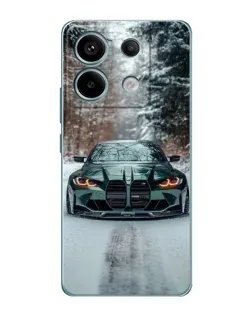 Чехол для Xiaomi Redmi Note 13 Pro (5G) с картинкой «BMW в зимнем лесу»