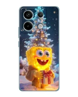 Чехол для Xiaomi Redmi Note 13 Pro (5G) с картинкой «Рождественский Спанч Боб»
