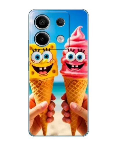Чехол для Xiaomi Redmi Note 13 Pro (5G) с картинкой «Спанч Боб мороженое»