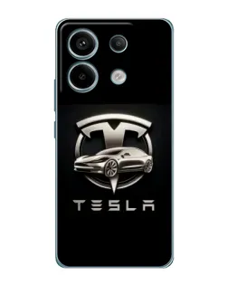 Чехол для Xiaomi Redmi Note 13 Pro (5G) с картинкой «Tesla — серебристое авто»
