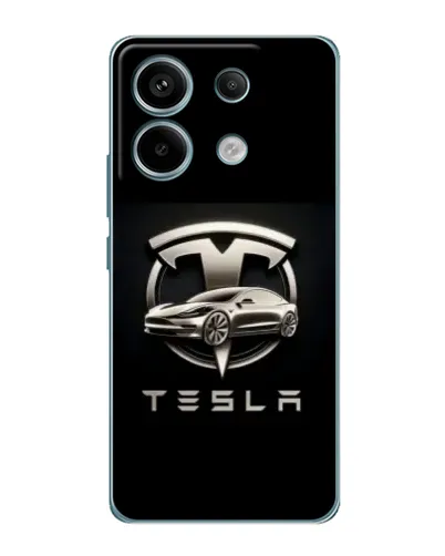 Чехол для Xiaomi Redmi Note 13 Pro (5G) с картинкой «Tesla — серебристое авто»