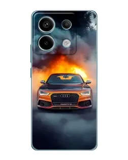 Чехол для Xiaomi Redmi Note 13 Pro (5G) с картинкой «Audi в огненном дыму»