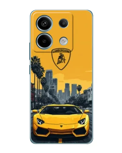 Чехол для Xiaomi Redmi Note 13 Pro (5G) с картинкой «Желтый Lamborghini город»