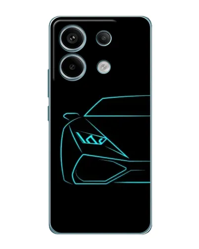 Чехол для Xiaomi Redmi Note 13 Pro (5G) с картинкой «Голубой силуэт Lamborghini»