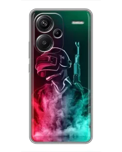 Чехол для Xiaomi Redmi Note 13 Pro Plus с картинкой «PUBG — огненный воин»