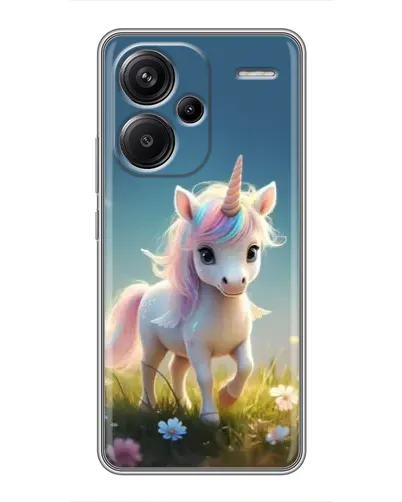 Чехол для Xiaomi Redmi Note 13 Pro Plus с картинкой «Единорог на поляне»