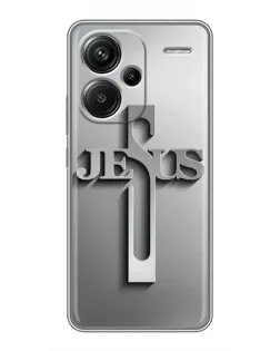 Чехол для Xiaomi Redmi Note 13 Pro Plus с картинкой «Металлический крест Jesus»