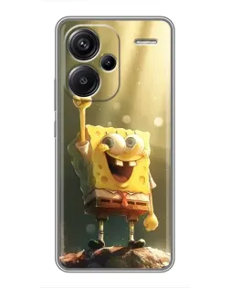 Чехол для Xiaomi Redmi Note 13 Pro Plus с картинкой «Сияющий Спанч Боб»