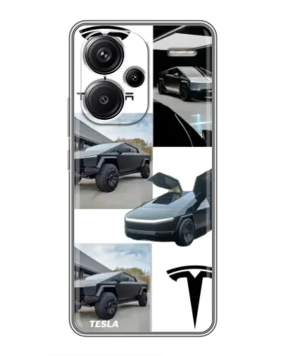 Чохол для Xiaomi Redmi Note 13 Pro Plus з картинкою «Колаж Cybertruck Tesla»