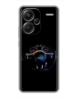 Чехол для Xiaomi Redmi Note 13 Pro Plus с картинкой «Салон Audi — руль»