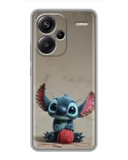 Чехол для Xiaomi Redmi Note 13 Pro Plus с картинкой «Стич на коричневом фоне»