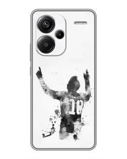 Чехол для Xiaomi Redmi Note 13 Pro Plus с картинкой «Черно-белый силуэт Месси»