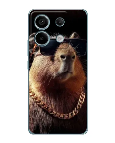 Чехол для Xiaomi Redmi Note 13 Pro с картинкой «Капибара золотая цепь»