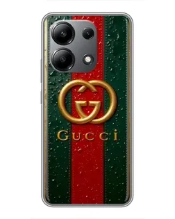 Чохол для Xiaomi Redmi Note 13 (4G) з картинкою «Gucci — фірмова смуга та золото»