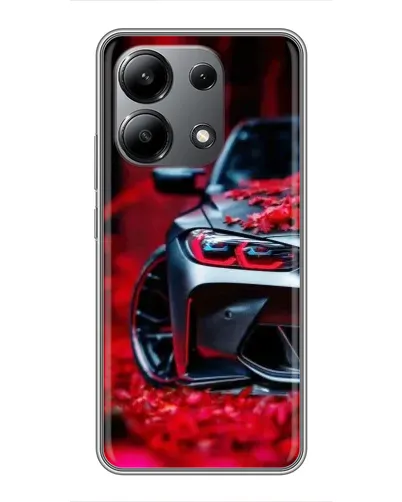Чохол для Xiaomi Redmi Note 13 (4G) з картинкою «Спортивна BMW та квіти»