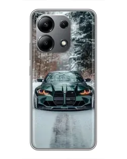 Чохол для Xiaomi Redmi Note 13 (4G) з картинкою «BMW у зимовому лісі»