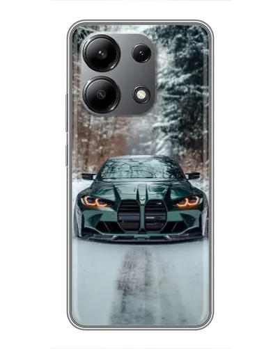 Чохол для Xiaomi Redmi Note 13 (4G) з картинкою «BMW у зимовому лісі»