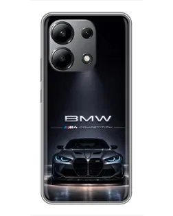 Чехол для Xiaomi Redmi Note 13 (4G) с картинкой «BMW сквозь ночной город»