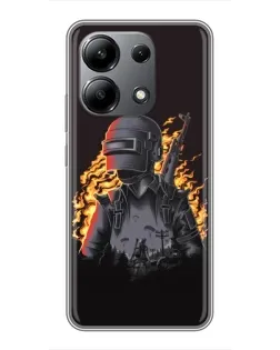 Чохол для Xiaomi Redmi Note 13 (4G) з картинкою «PUBG — вогняний силует»