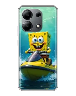 Чохол для Xiaomi Redmi Note 13 (4G) з картинкою «Спанч Боб на гідроциклі»