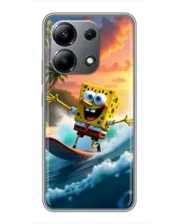 Чохол для Xiaomi Redmi Note 13 (4G) з картинкою «Губка Боб серфінгіст»