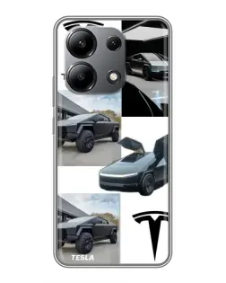 Чохол для Xiaomi Redmi Note 13 (4G) з картинкою «Колаж Cybertruck Tesla»