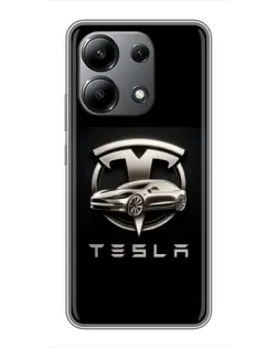Чохол для Xiaomi Redmi Note 13 (4G) з картинкою «Tesla — срібне авто»
