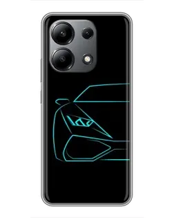 Чохол для Xiaomi Redmi Note 13 (4G) з картинкою «Блакитний силует Lamborghini»