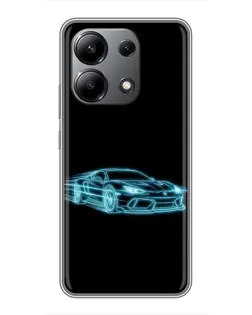 Чохол для Xiaomi Redmi Note 13 (4G) з картинкою «Неоновий контур Lamborghini»