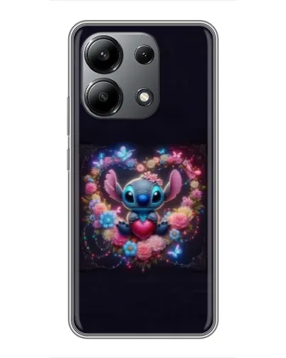 Чехол для Xiaomi Redmi Note 13 (4G) с картинкой «Stitch в цветах»