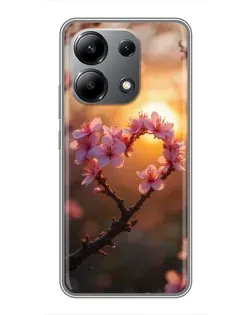 Чехол для Xiaomi Redmi Note 13 (4G) с картинкой «Розовый цвет сердце на фоне заката» Чехол для Xiaomi Redmi Note 13 (4G) с картинкой «Розовый цвет сердце на фоне заката»