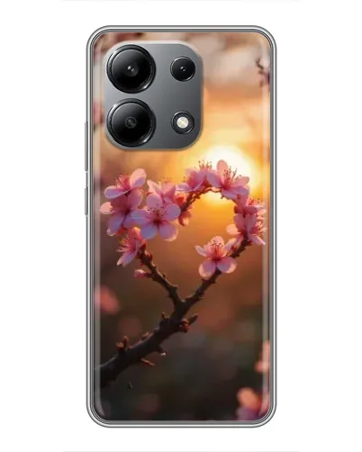 Чехол для Xiaomi Redmi Note 13 (4G) с картинкой «Розовый цвет сердце на фоне заката»