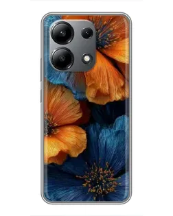 Чехол для Xiaomi Redmi Note 13 (4G) с картинкой «Яркая сине-оранжевая флора» Чехол для Xiaomi Redmi Note 13 (4G) с картинкой «Яркая сине-оранжевая флора»