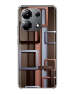 Чохол для Xiaomi Redmi Note 13 (4G) з картинкою «Коричневі об'ємні квадрати»