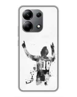 Чохол для Xiaomi Redmi Note 13 (4G) з картинкою «Чорно-білий силует Мессі»