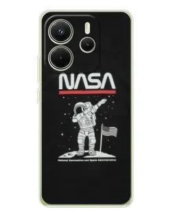 Чохол для Xiaomi Redmi Note 14 4G (Global) з картинкою «NASA — крокуємо по Місяцю»