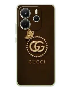 Чохол для Xiaomi Redmi Note 14 4G (Global) з картинкою «Gucci — золотий метелик»