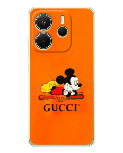 Чехол для Xiaomi Redmi Note 14 4G (Global) с картинкой «Микки Маус Gucci — оранж» Чехол для Xiaomi Redmi Note 14 4G (Global) с картинкой «Микки Маус Gucci — оранж»