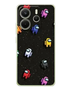 Чехол для Xiaomi Redmi Note 14 4G (Global) с картинкой «Космический паттерн Among Us»