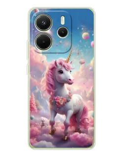 Чехол для Xiaomi Redmi Note 14 4G (Global) с картинкой «Единорог среди облаков»
