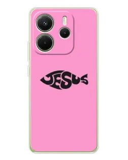 Чехол для Xiaomi Redmi Note 14 4G (Global) с картинкой «Розовый символ  Jesus»