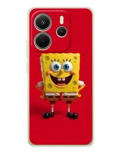 Чехол для Xiaomi Redmi Note 14 4G (Global) с картинкой «Спанч Боб на красном»