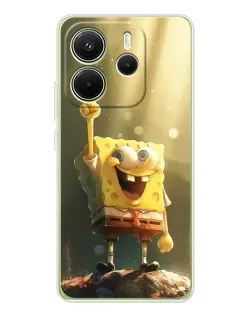 Чехол для Xiaomi Redmi Note 14 4G (Global) с картинкой «Сияющий Спанч Боб»