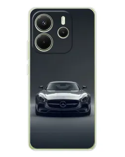 Чехол для Xiaomi Redmi Note 14 4G (Global) с картинкой «Mercedes на черном»