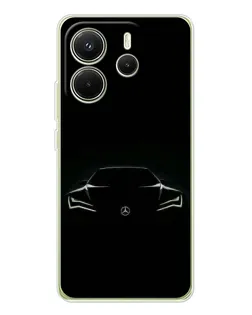 Чехол для Xiaomi Redmi Note 14 4G (Global) с картинкой «Mercedes — силуэт авто» Чехол для Xiaomi Redmi Note 14 4G (Global) с картинкой «Mercedes — силуэт авто»