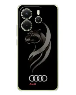 Чехол для Xiaomi Redmi Note 14 4G (Global) с картинкой «Графика — пантера и Audi» Чехол для Xiaomi Redmi Note 14 4G (Global) с картинкой «Графика — пантера и Audi»