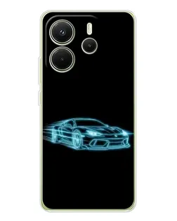 Чохол для Xiaomi Redmi Note 14 4G (Global) з картинкою «Неоновий контур Lamborghini»
