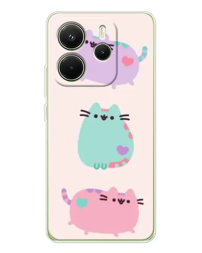 Чехол для Xiaomi Redmi Note 14 4G (Global) с картинкой «Pusheen трио» Чехол для Xiaomi Redmi Note 14 4G (Global) с картинкой «Pusheen трио»
