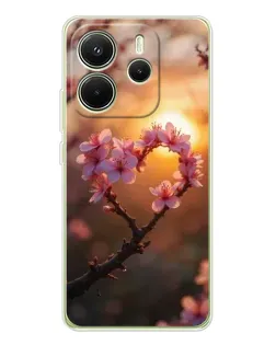 Чехол для Xiaomi Redmi Note 14 4G (Global) с картинкой «Розовый цвет сердце на фоне заката» Чехол для Xiaomi Redmi Note 14 4G (Global) с картинкой «Розовый цвет сердце на фоне заката»